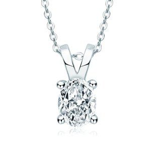 Certified 1ct. t.w. Moissanite Diamond Oval Pendant Necklace NEW